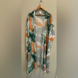 Tropical kimono small swim cover up